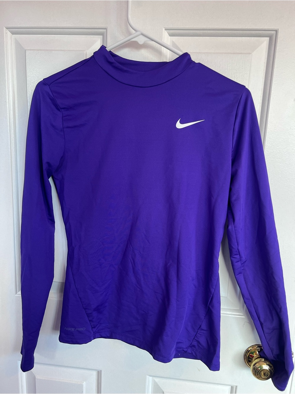 Nike Purple Long Sleeve Performance Top with White Swoosh